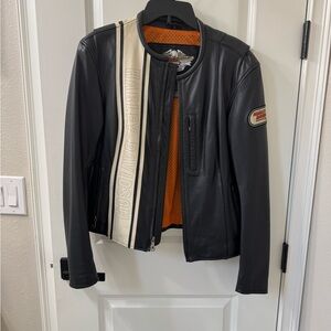 Harley-Davidson Black and Cream Leather Jacket